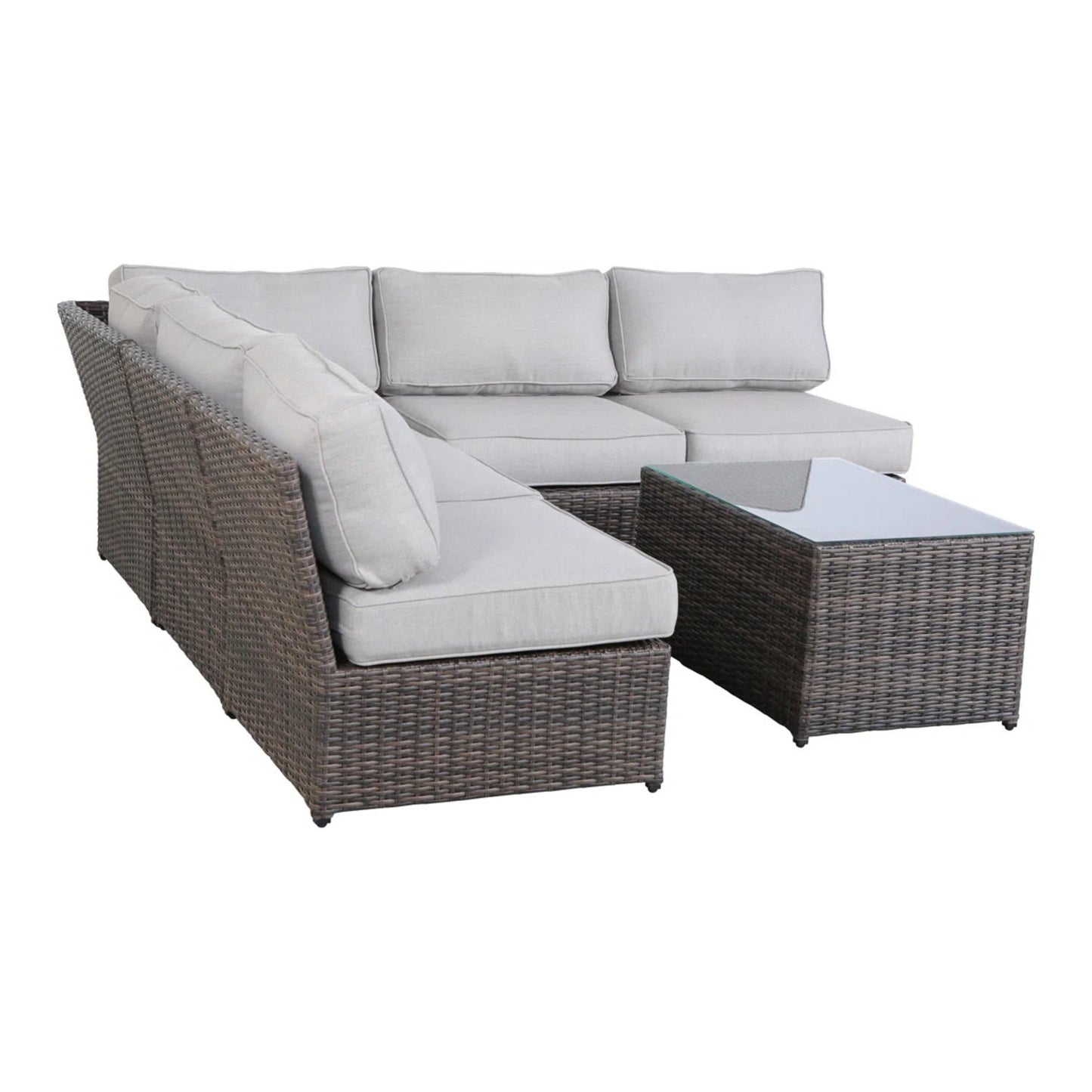 Comfortable Modern Patio Rattan Sectional Set With Cushions LSI Patio Furniture