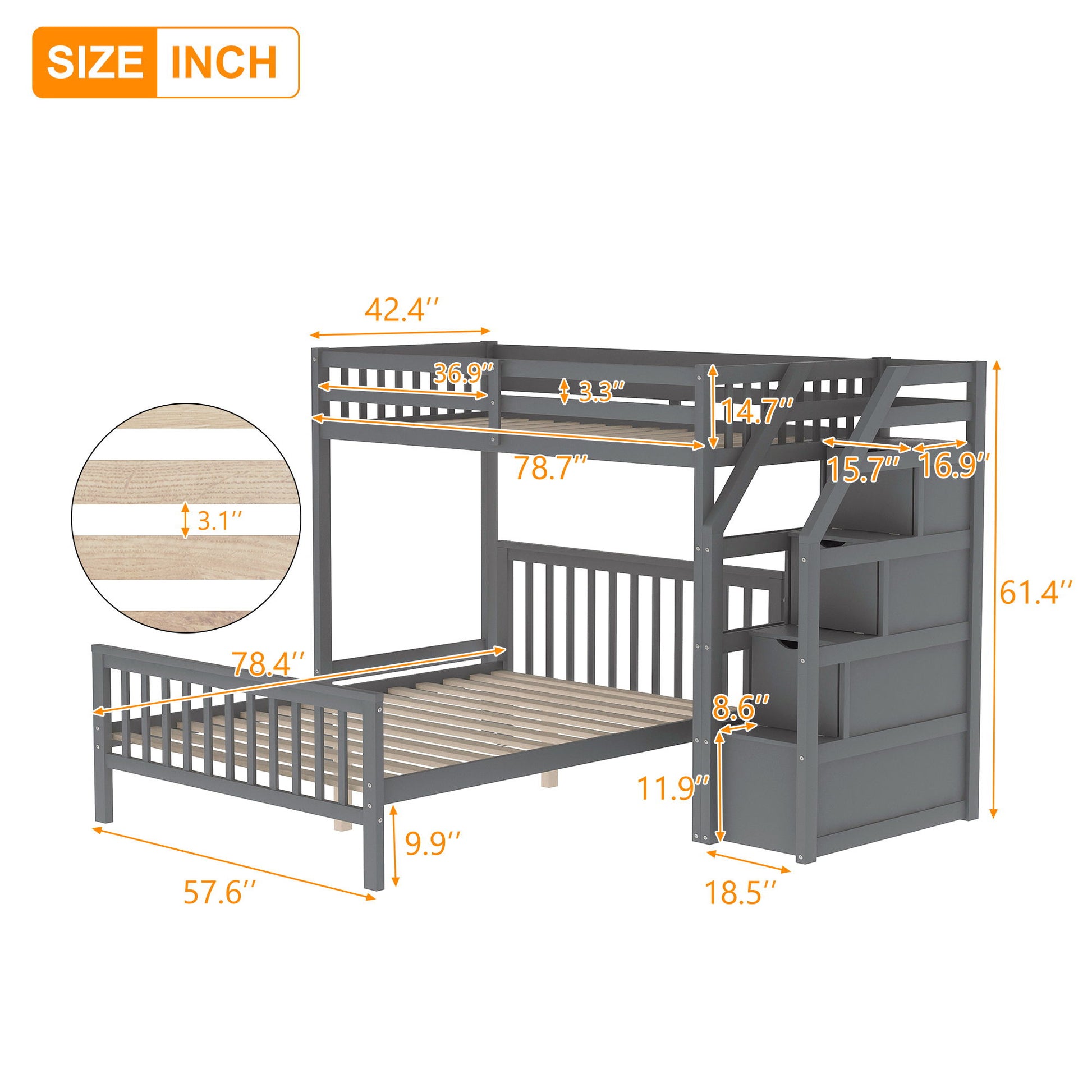 Loft Bed With Staircase And Storage Hearth and Haven