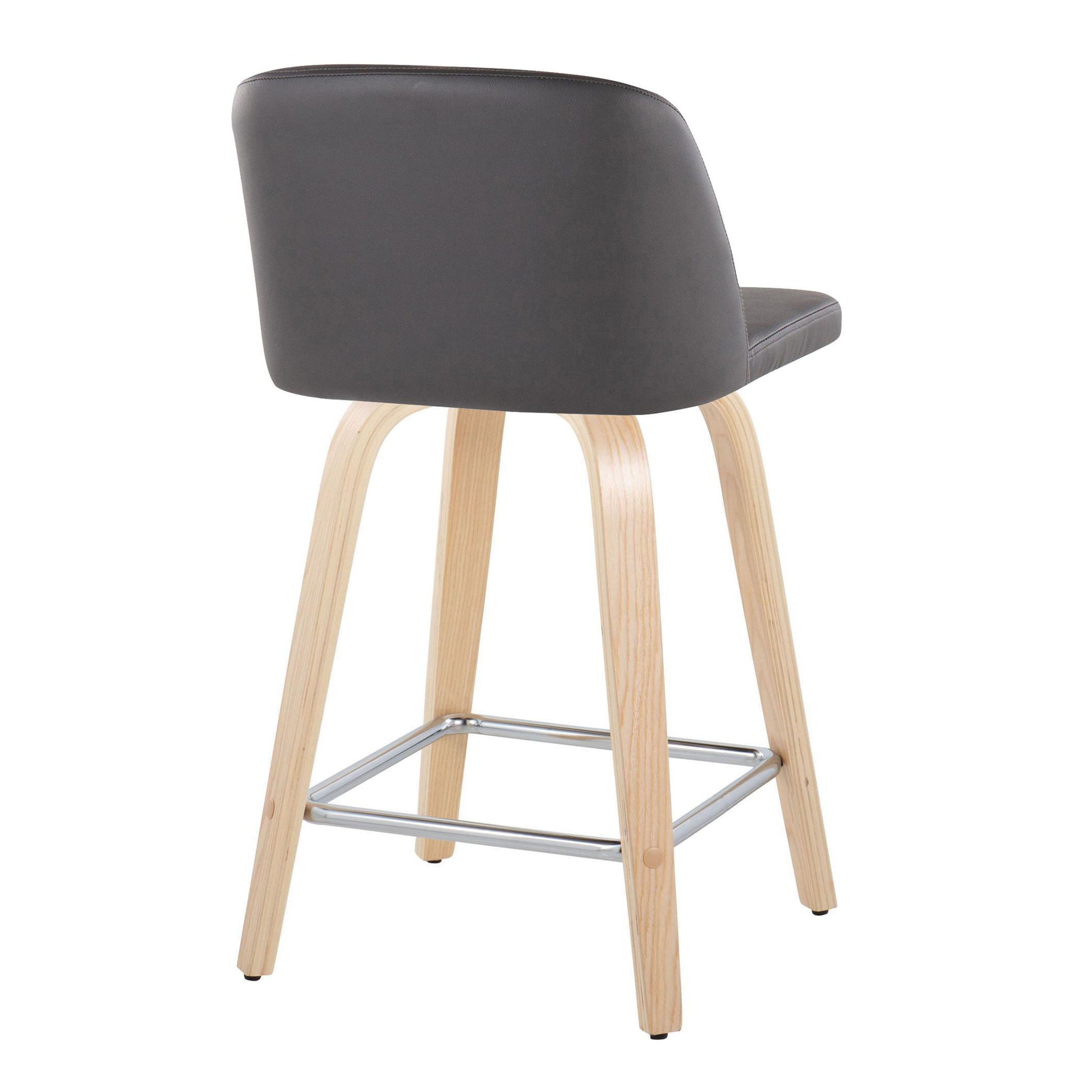 Toriano - Contemporary Fixed Height Counter Stool With Swivel With Square Footrest (Set of 2) Lumi Source