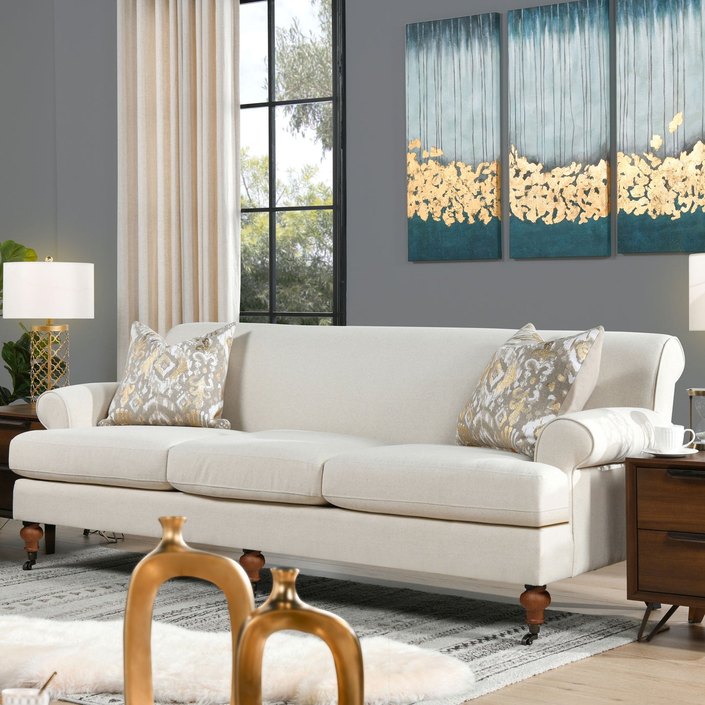 Alana Lawson - Three Cushion Tightback Sofa Jennifer Taylor Home