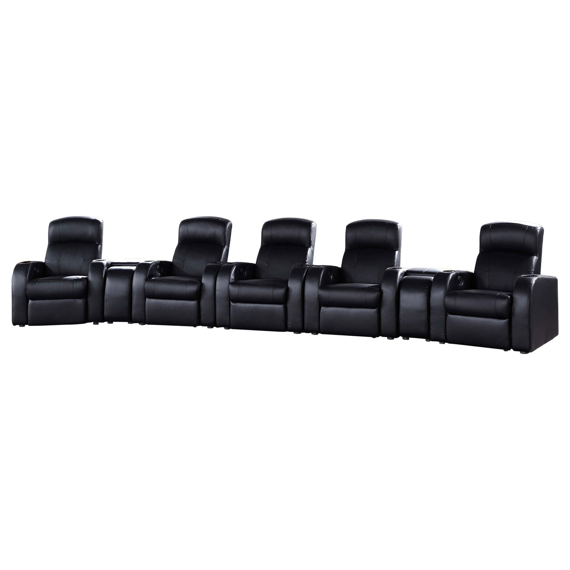 Franky - 7 Piece Seater Home Theater Set, Reclining Chairs & Storage Consoles - Black Furniture Max