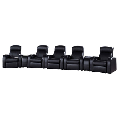 Franky - 7 Piece Seater Home Theater Set, Reclining Chairs & Storage Consoles - Black Furniture Max