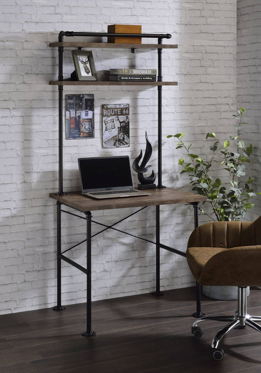 Ensata - Rustic Writing Desk - Black / Oak Acme