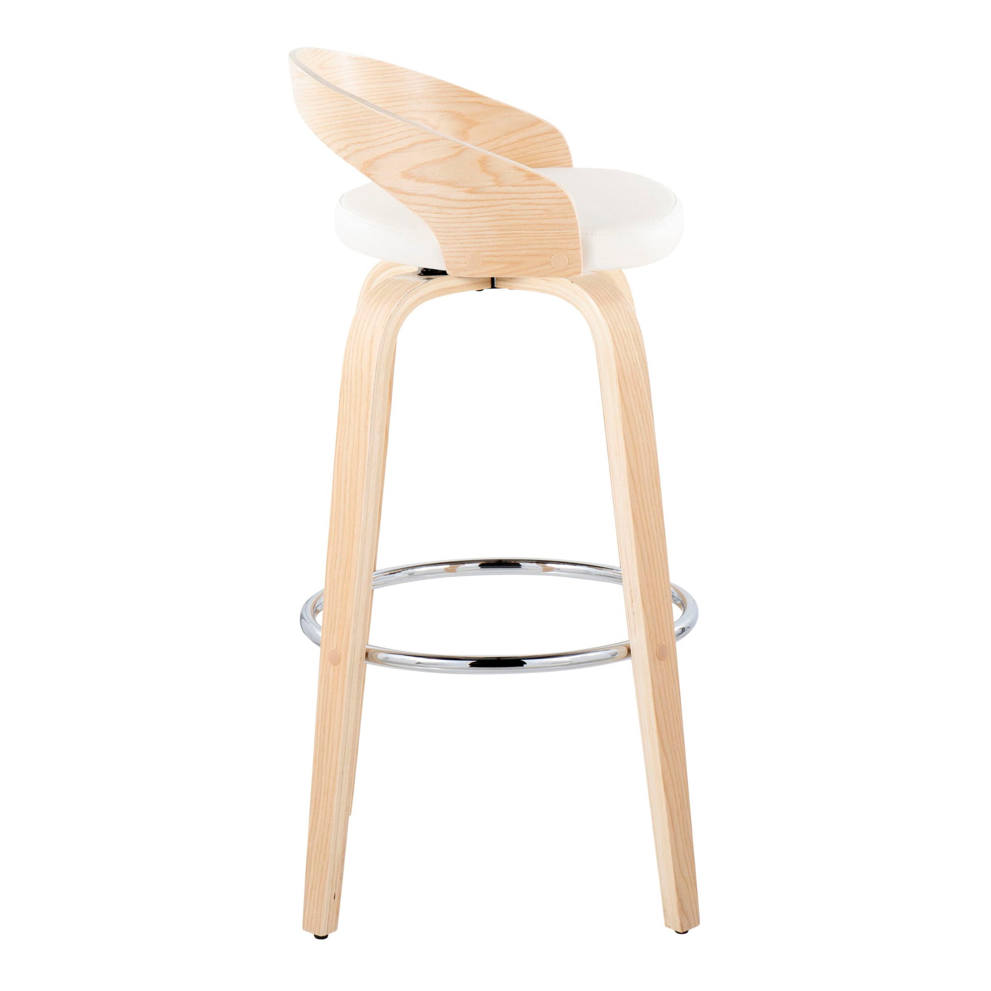 Grotto - Contemporary Fixed-Height Barstool With Swivel With Round Footrest (Set of 2) Lumi Source