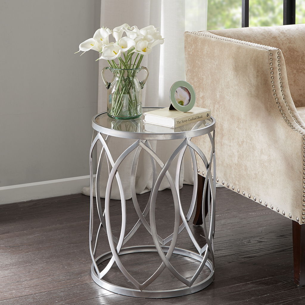 Arlo - Metal Eyelet Accent Table - Grey