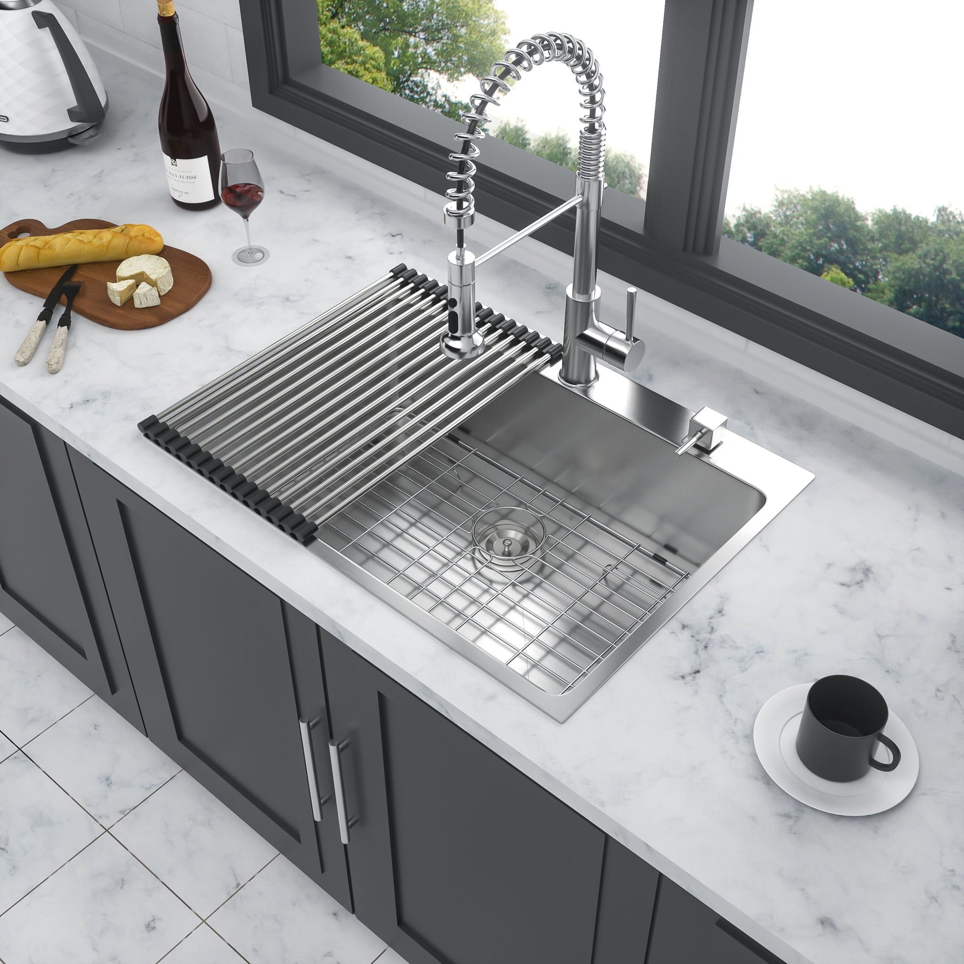 Drop In Kitchen Sink, 16 Gauge Stainless Steel, Single Bowl, Topmount Basin Daily Nest