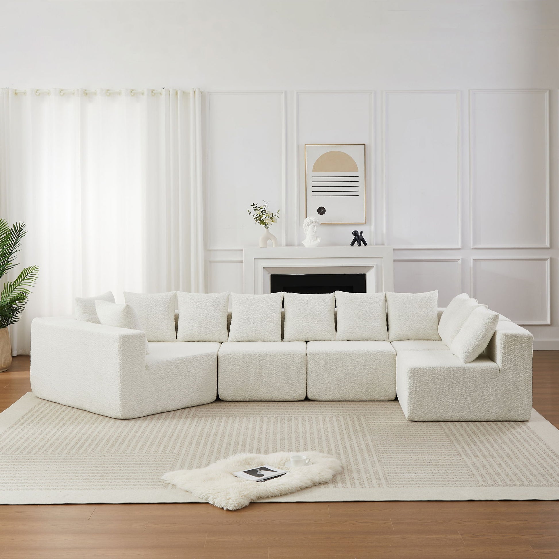 L - Shaped Modular Sofa With Deep Seat And 11 Pillows Home Essentials