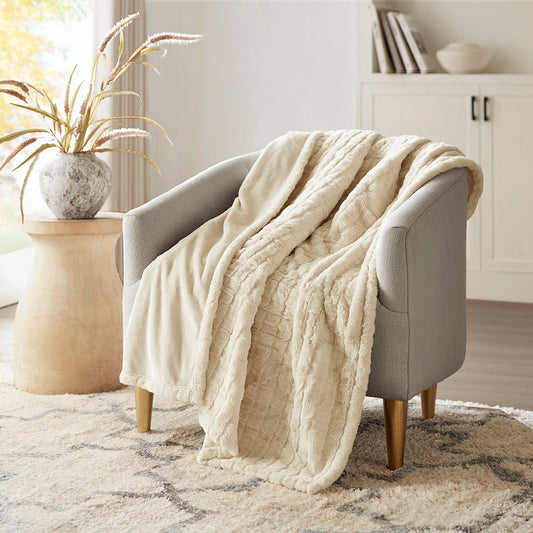 Zuri - Oversized Heated Throw - Ivory Texture Beautyrest