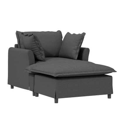 Oversized Chaise Lounge Indoor Single Sofa Bed With Wide Seat, Upholstered Lazy Sleeper Armchair With Movable Ottoman Reading Couch Set Luxe & Co.