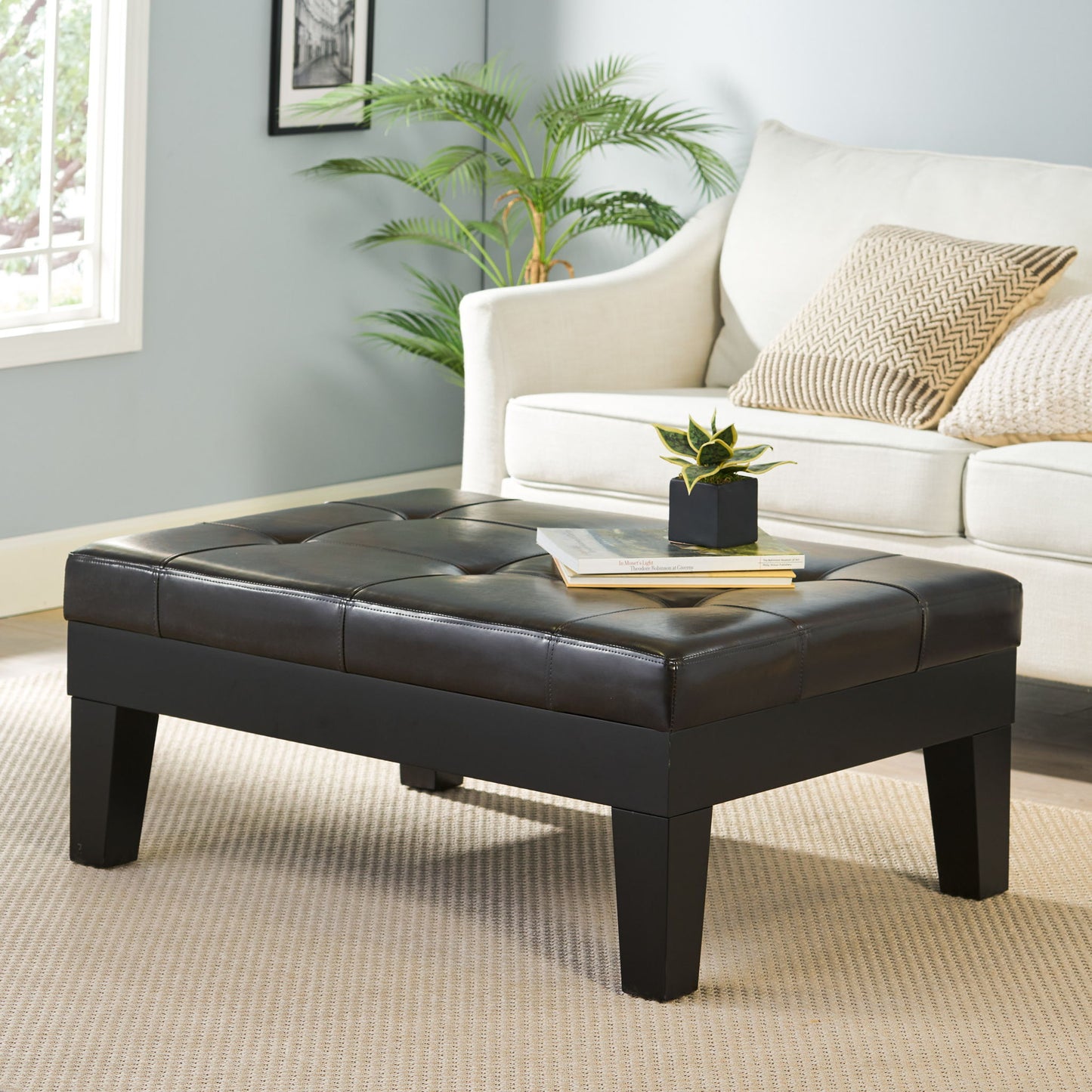 Chatham - Ottoman With Drawer Leather Storage Solution - Dark Coffee Noble House