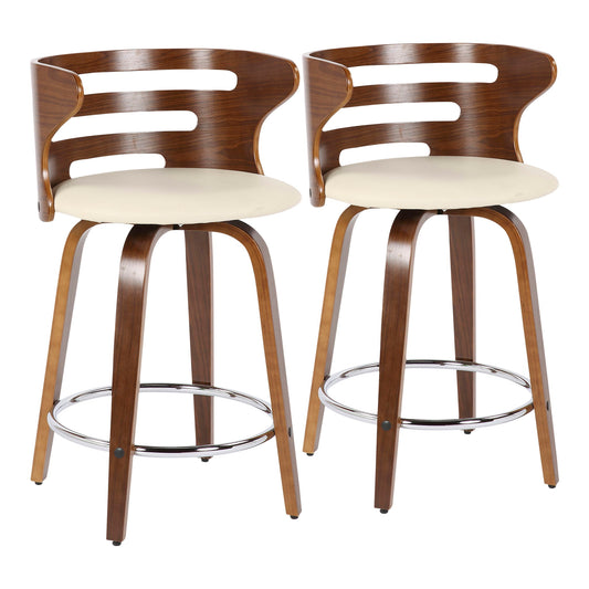 Cosini - Mid Century Modern Fixed Height Counter Stool With Footrest With Swivel (Set of 2) Lumi Source