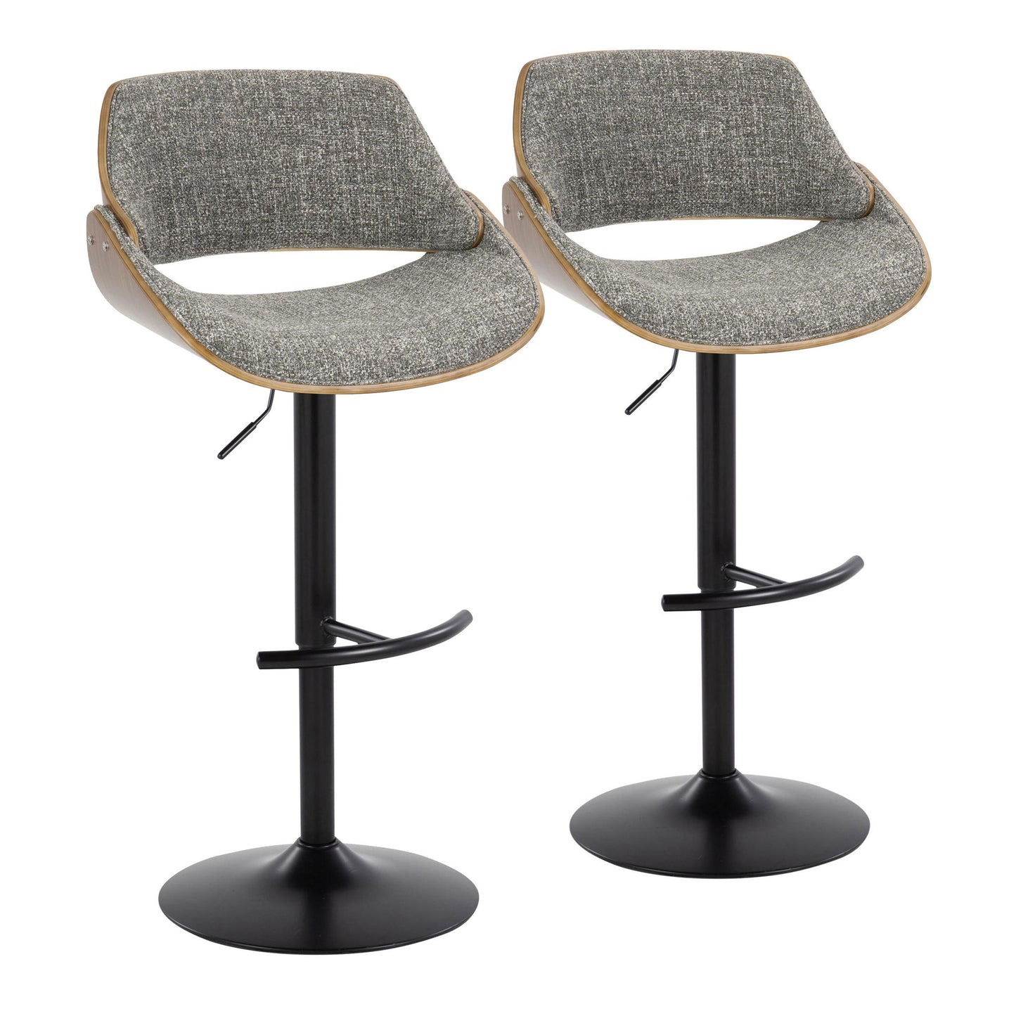 Fabrizzi - Mid Century Modern Adjustable BarStool With Rounded T Footrest (Set of 2) Lumi Source