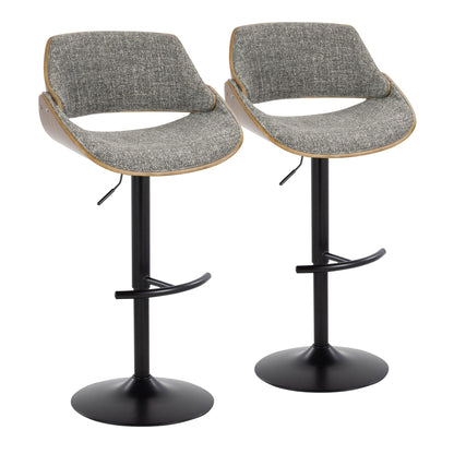 Fabrizzi - Mid Century Modern Adjustable BarStool With Rounded T Footrest (Set of 2) Lumi Source