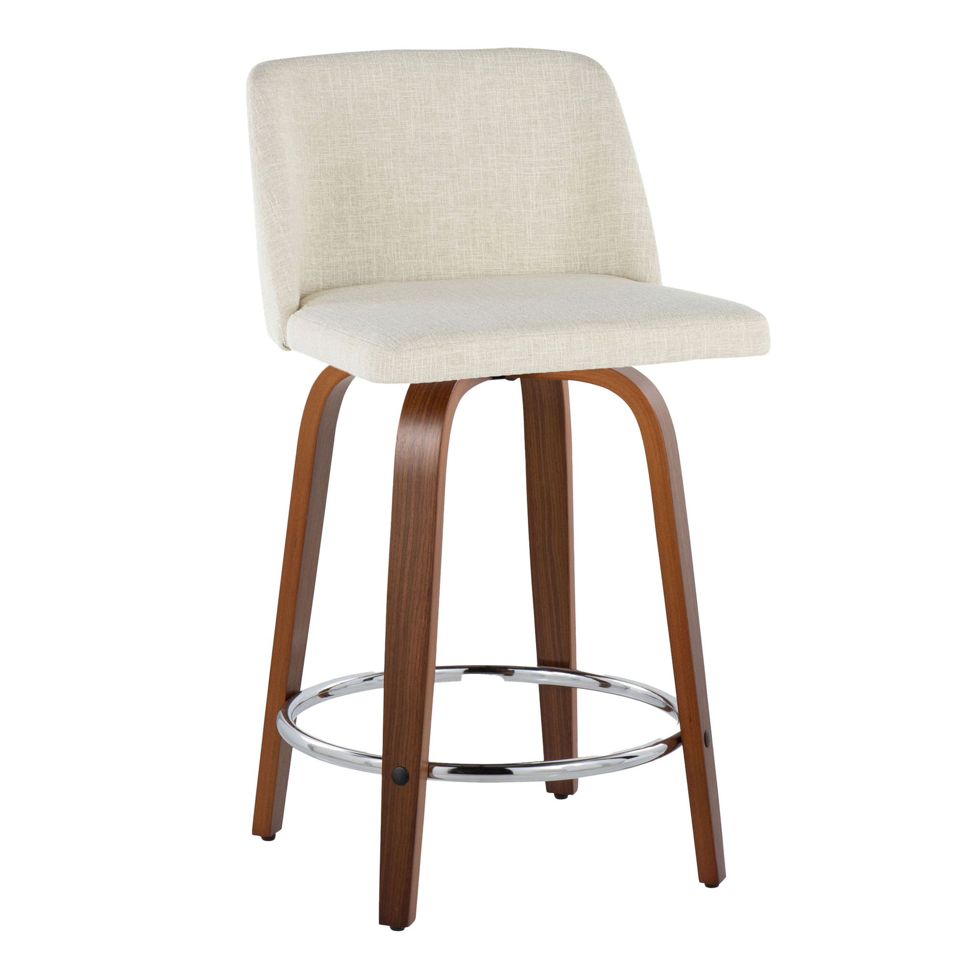 Toriano - Mid Century Modern Fixed Height Counter Stool With Swivel With Round Footrest (Set of 2) Lumi Source