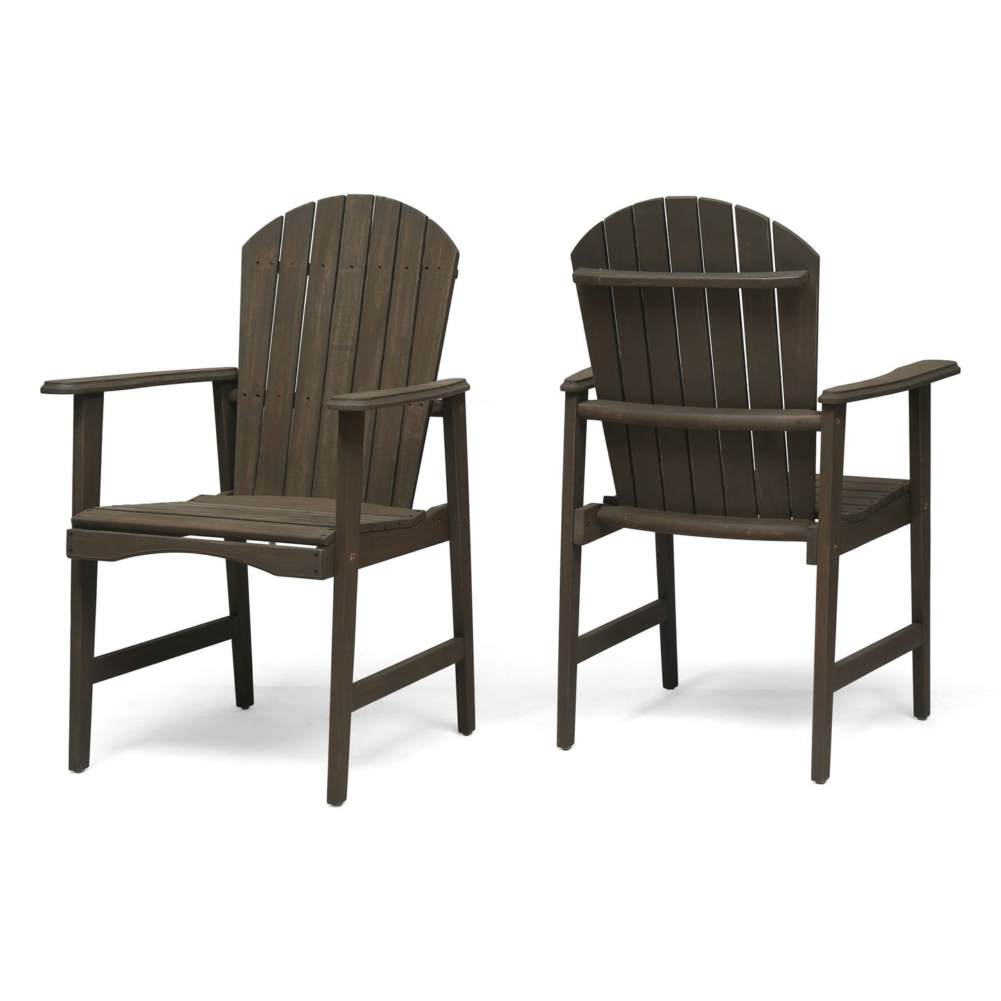 Outdoor Weather Resistant Acacia Wood Adirondack Dining Chairs (Set of 2) Noble House