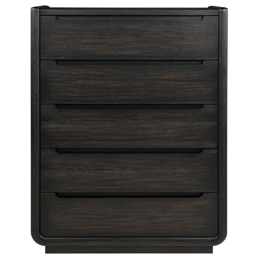 Leandro - 5-Drawer Bedroom Chest Of Drawers - Burnished Black Coaster Fine Furniture