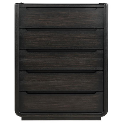 Leandro - 5-Drawer Bedroom Chest Of Drawers - Burnished Black Coaster Fine Furniture