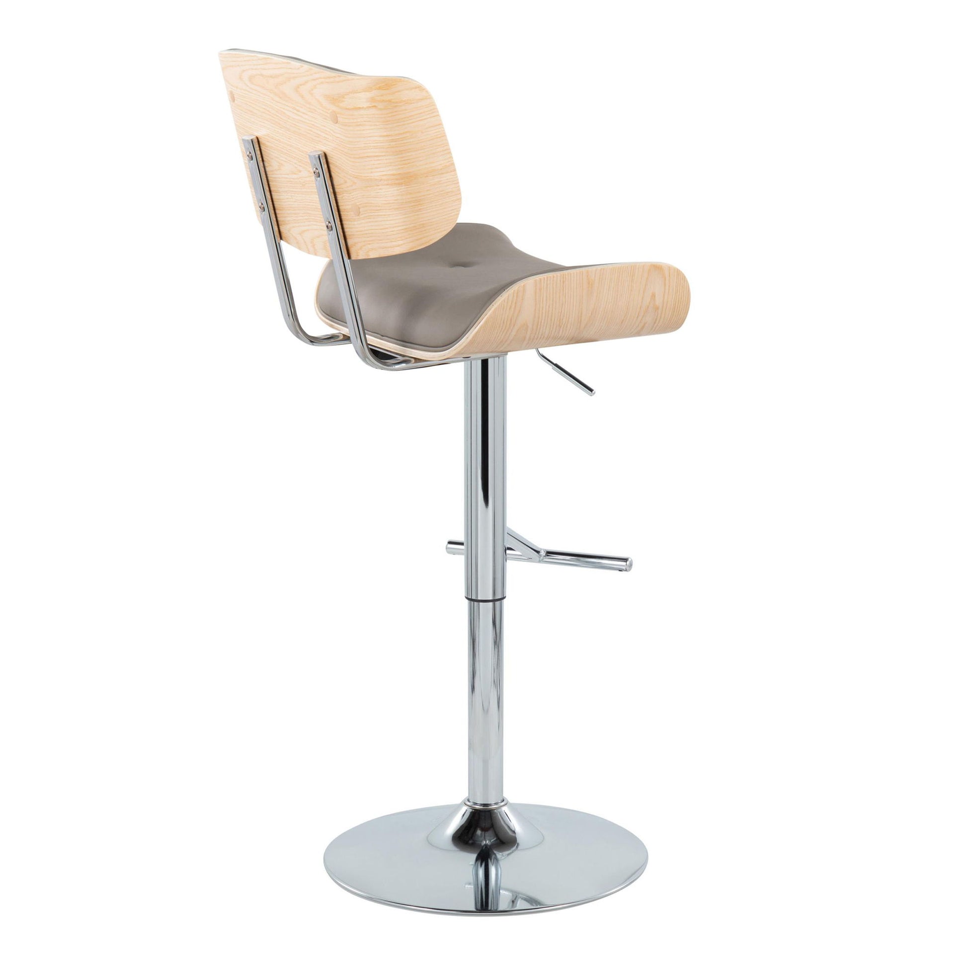 Lombardi - Contemporary Adjustable Barstool With Swivel With Straight T Footrest (Set of 2) Lumi Source