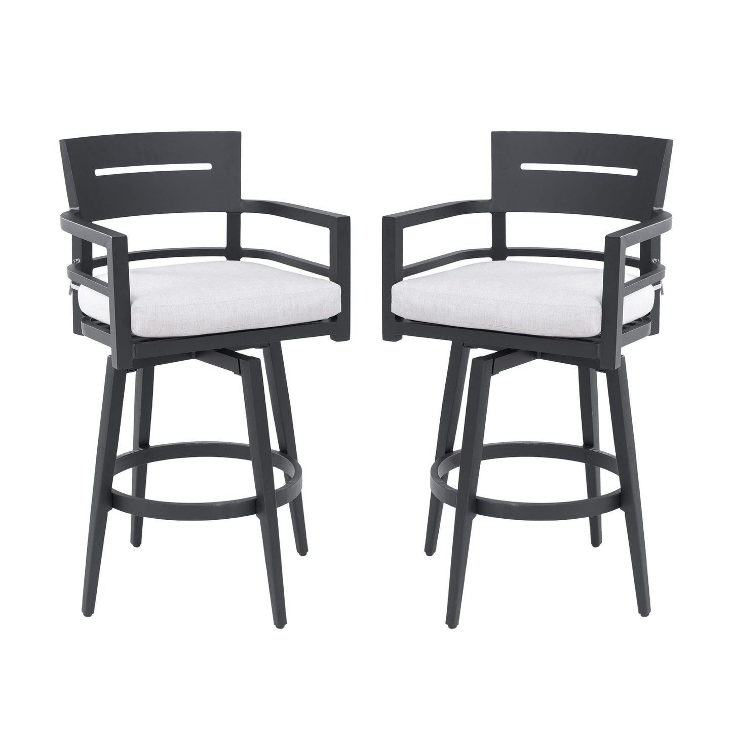 Outdoor Swivel Bar Chairs, 360 Degree Rotation, Ergonomic Backrest (Set of 2) Life Outside