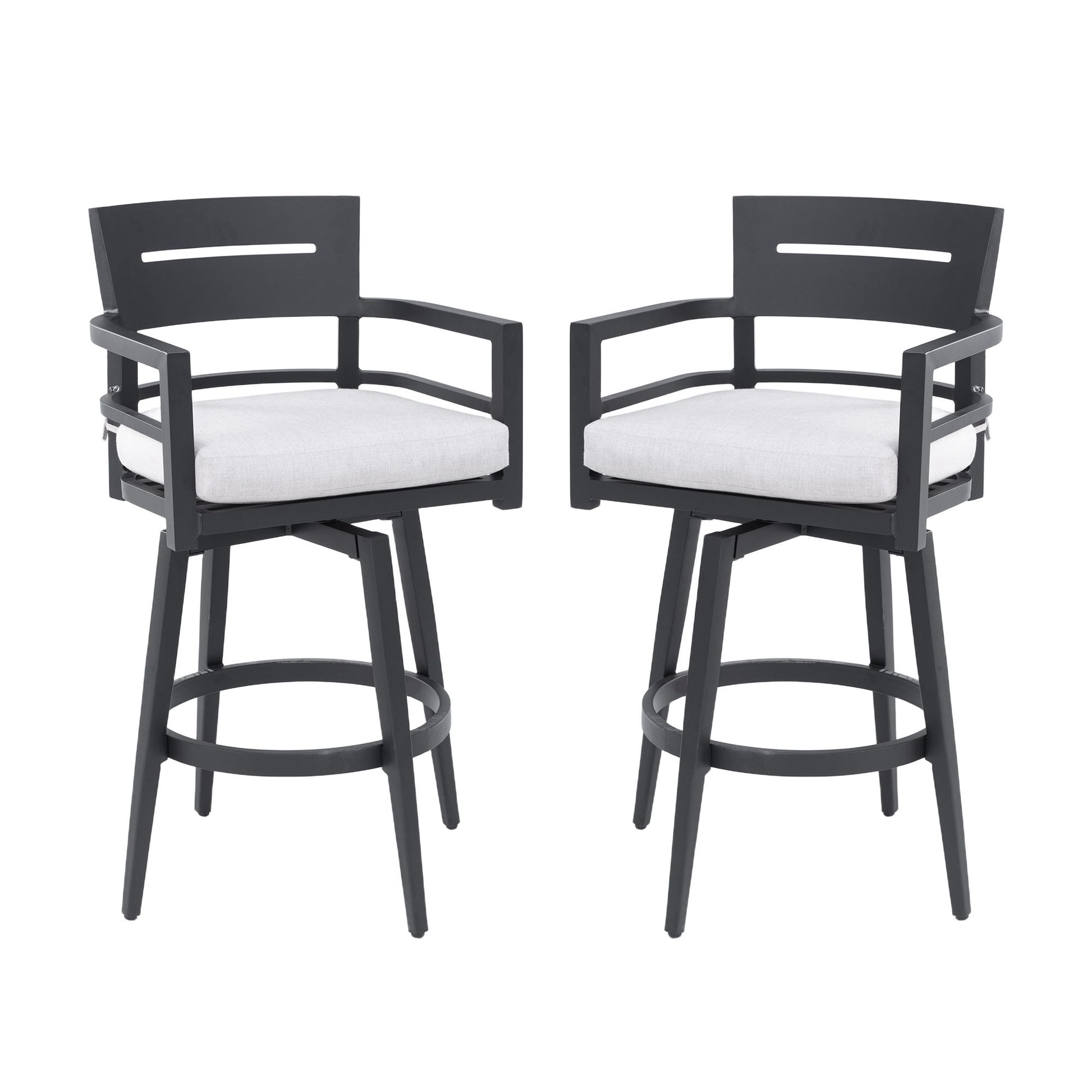 Outdoor Swivel Bar Chairs, 360 Degree Rotation, Ergonomic Backrest (Set of 2) Life Outside