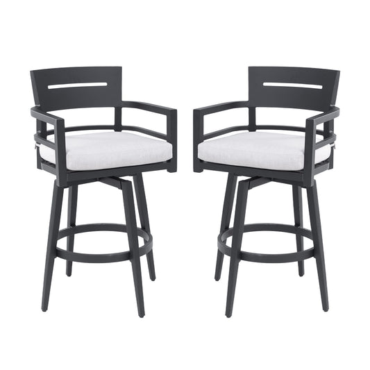 Outdoor Swivel Bar Chairs, 360 Degree Rotation, Ergonomic Backrest (Set of 2) Life Outside