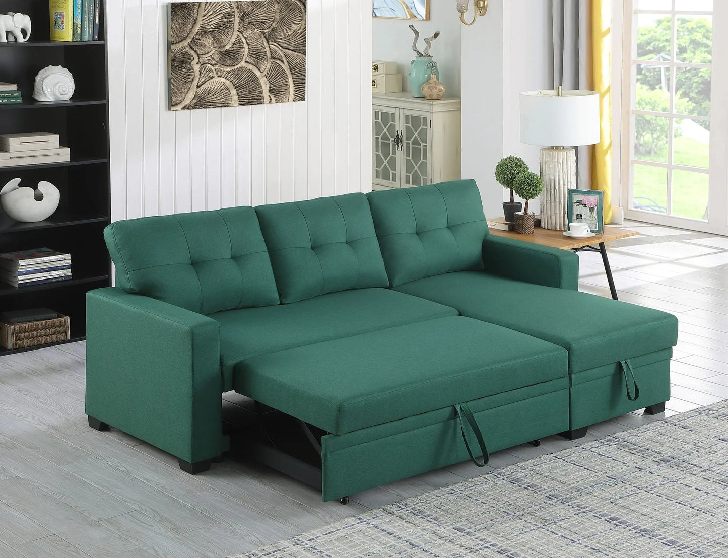 Upholstered Pull Out Sectional Sofa With Chaise Urban Retreats
