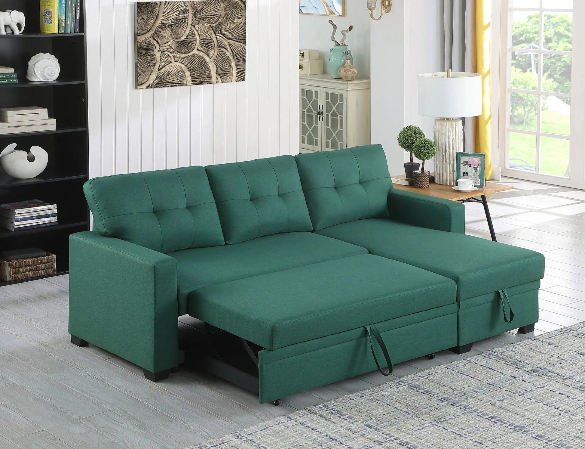 Upholstered Pull Out Sectional Sofa With Chaise Urban Retreats
