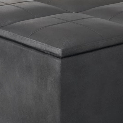 Avalon - Upholstered Square Coffee Table Storage Ottoman Simpli-Home
