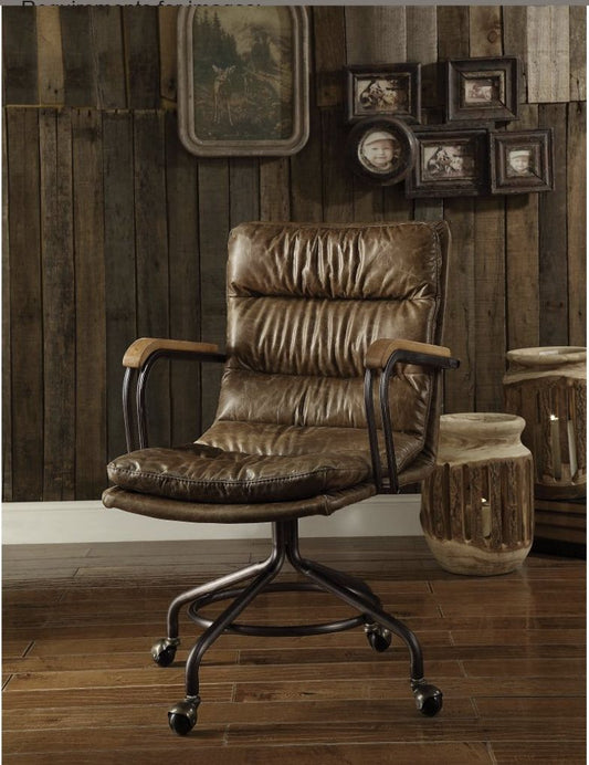 Harith - Vintage Top Grain Leather Office Chair - Brown Acme