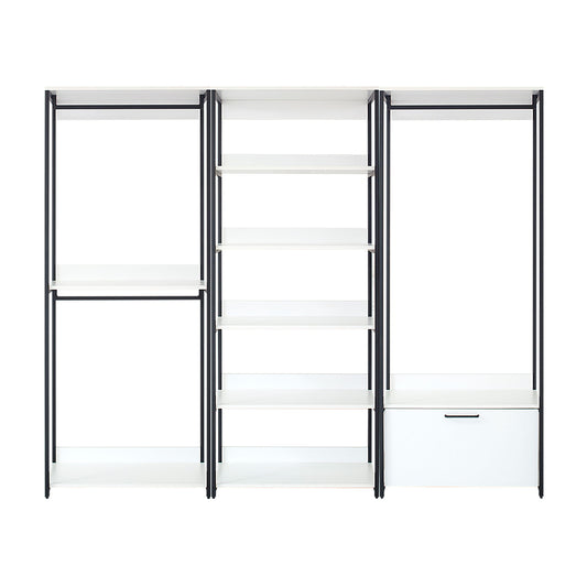Fiona - Freestanding Walk In Wood Closet System & Metal Frame Melamine - White Home Essentials