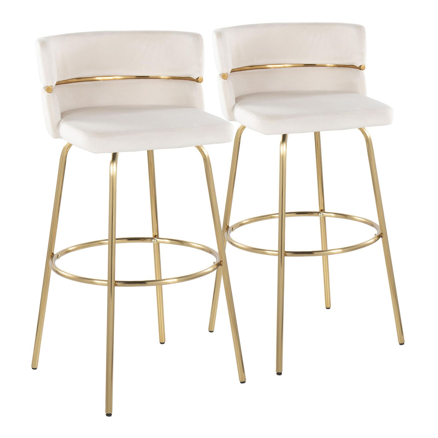 Cinch - Glam / Art Deco Fixed Height Barstool With Swivel With Round Footrest (Set of 2) Lumi Source