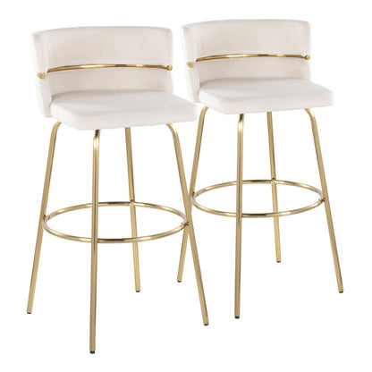 Cinch - Glam / Art Deco Fixed Height Barstool With Swivel With Round Footrest (Set of 2) Lumi Source