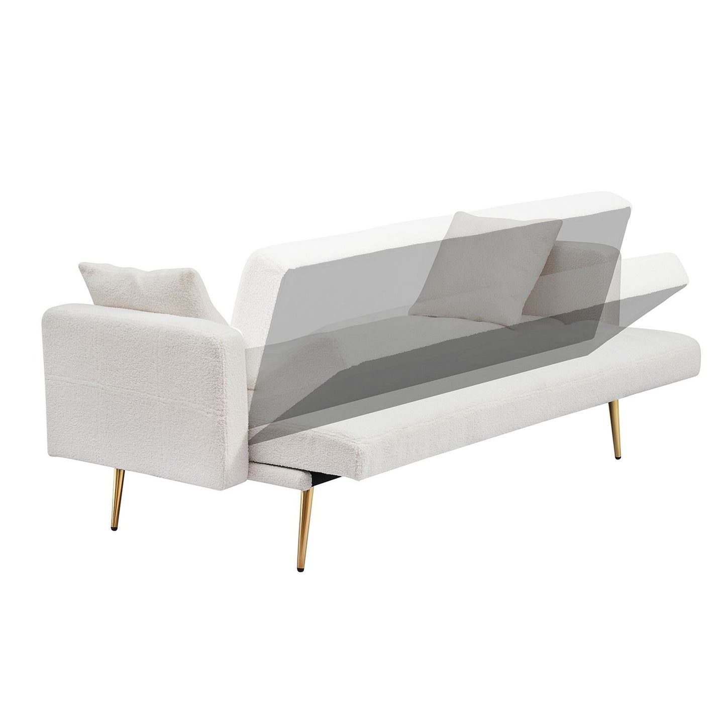Teddy Fleece Sofa Bed With Luxurious Throw Pillows Home Essentials