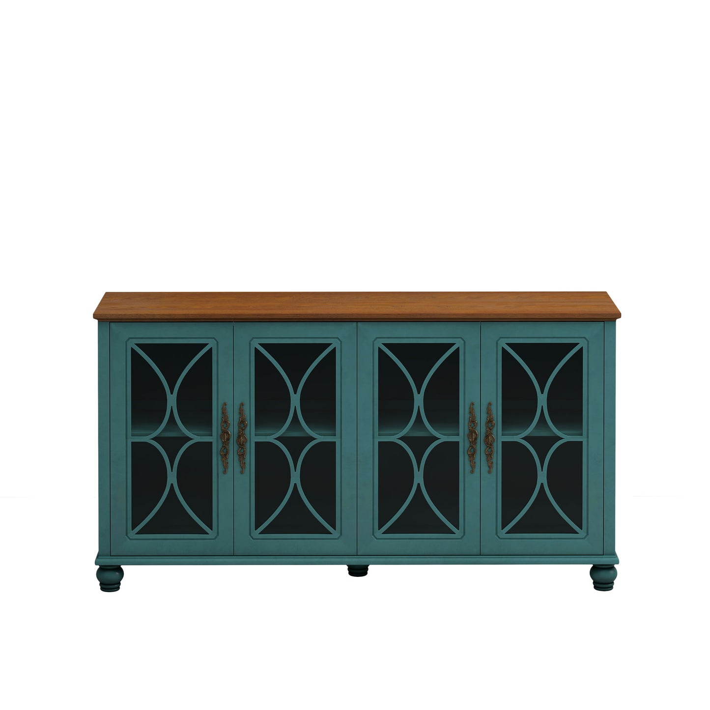 Elegant 4 Door Cabinet With Tempered Glass Doors Home Essentials