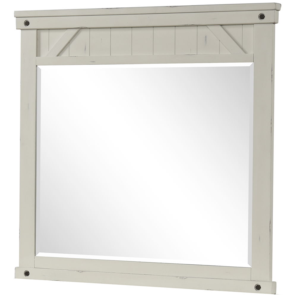 Industrial Farmhouse Mirror - White Bernards Furniture