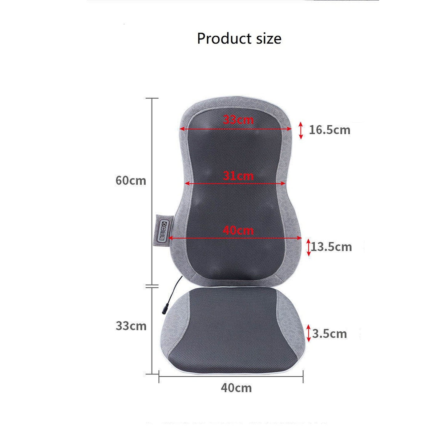 12 Massage Nodes, Full Set Massage Pad, Thai Massage Car Cushion - Gray Daily Nest