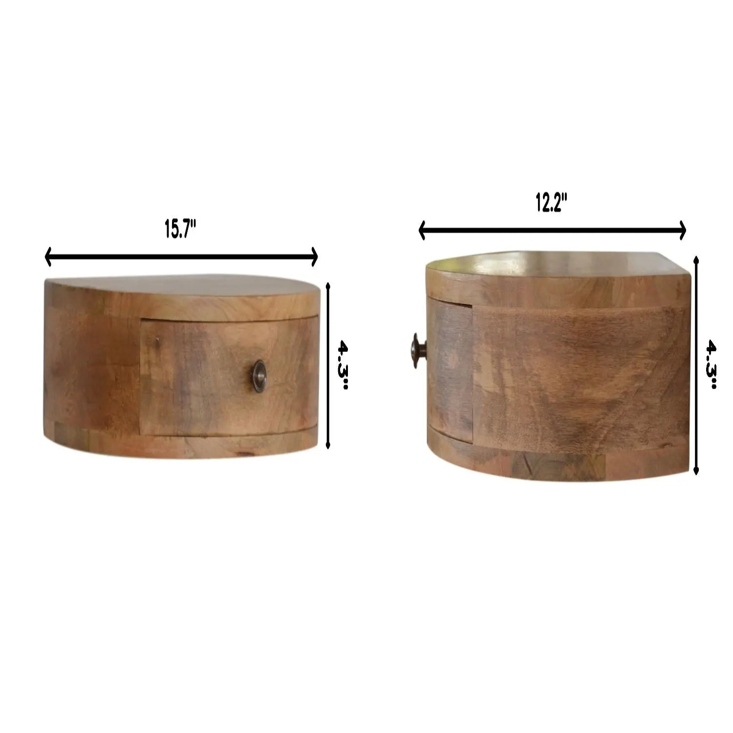 Wall Mounted Rounded Nightstand - Oak Artisan Furniture