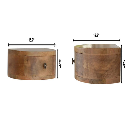 Wall Mounted Rounded Nightstand - Oak Artisan Furniture