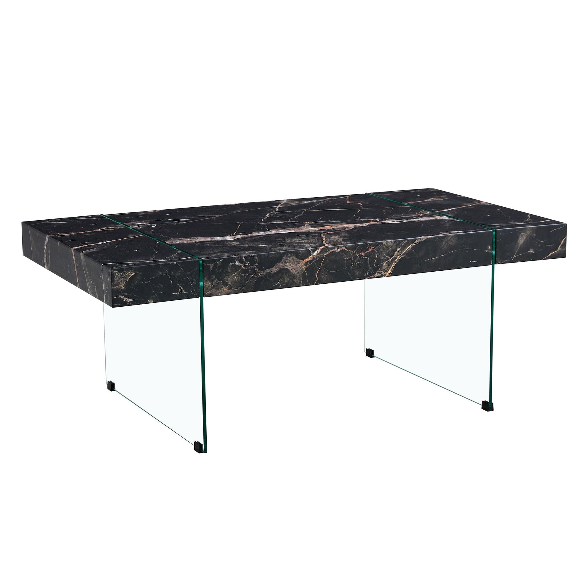 Modern Marble Patterned Coffee Table With Tempered Glass Legs Home Essentials