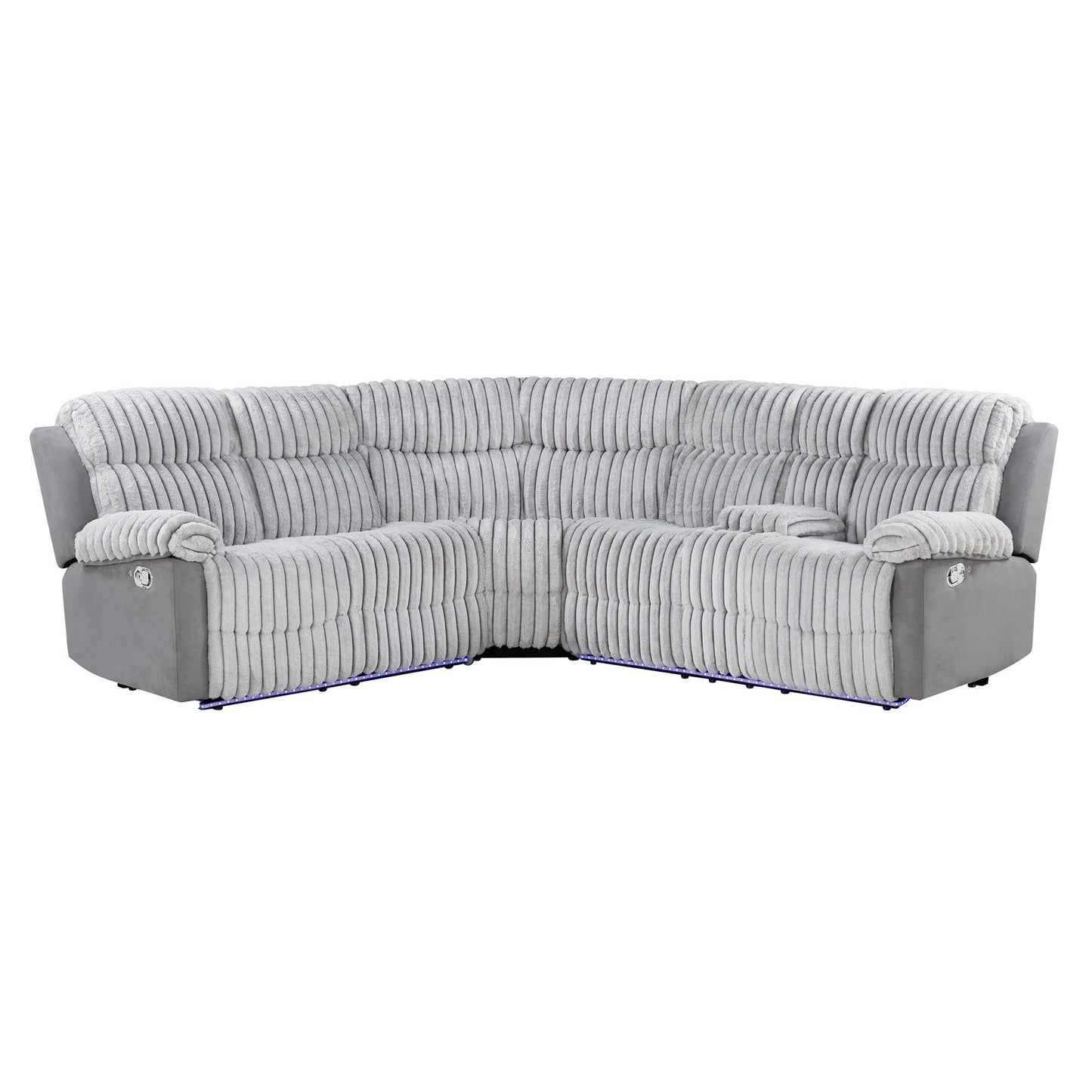 Bruni - Sectional Sofa With LED Lighting And Manual Recline - Gray Global Furniture USA