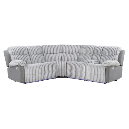 Bruni - Sectional Sofa With LED Lighting And Manual Recline - Gray Global Furniture USA