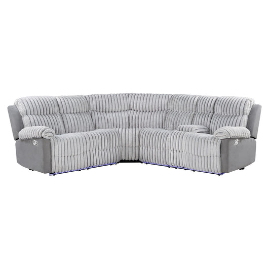 Bruni - Sectional Sofa With LED Lighting And Manual Recline - Gray Global Furniture USA