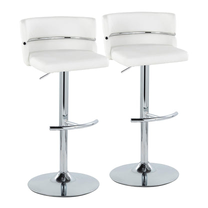 Cinch - Contemporary Adjustable Barstool With Swivel With Rounded T Footrest (Set of 2) - Chrome / White Lumi Source