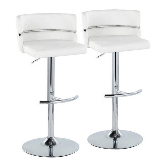 Cinch - Contemporary Adjustable Barstool With Swivel With Rounded T Footrest (Set of 2) - Chrome / White Lumi Source