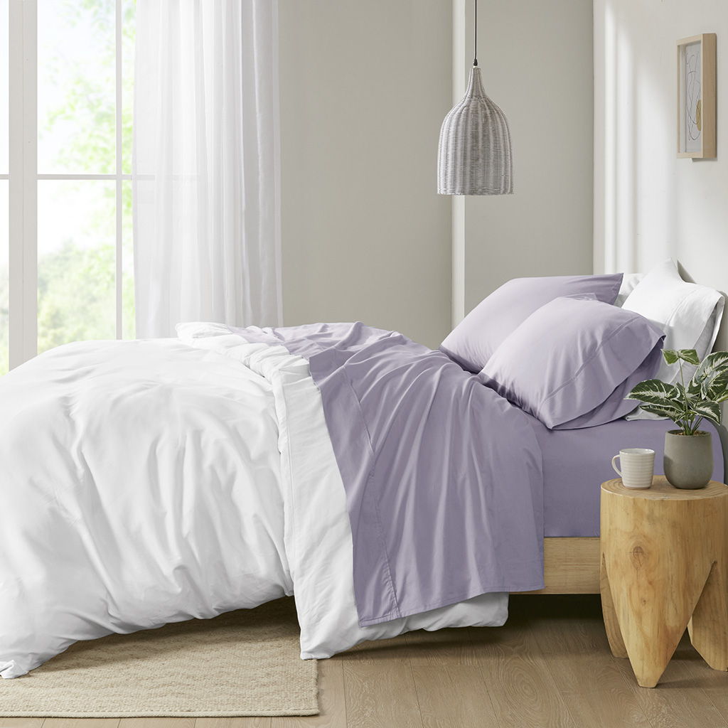 King Peached Percale Sheet Set - Purple