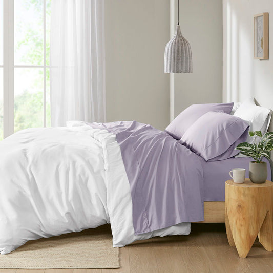 Twin Peached Percale Sheet Set - Purple