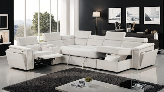 Harvey - Power Recliner Sectional Sleeper - Beige Matrix Furniture Group