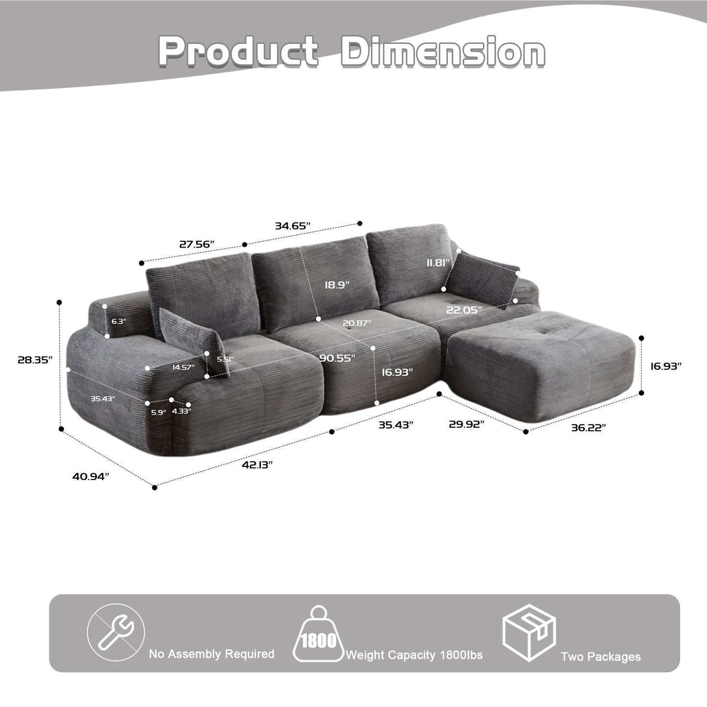 Compressed Sofa, Large Sectional Couches For Living Room Home Essentials