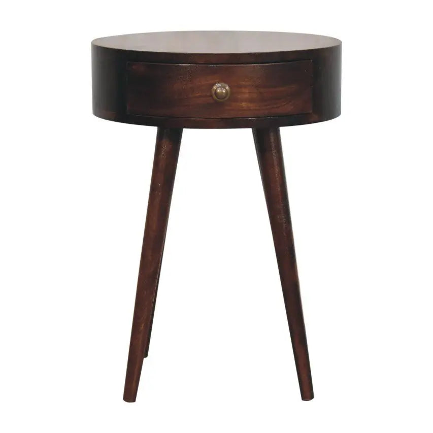 Circular Shaped Bedside Table - Walnut Artisan Furniture