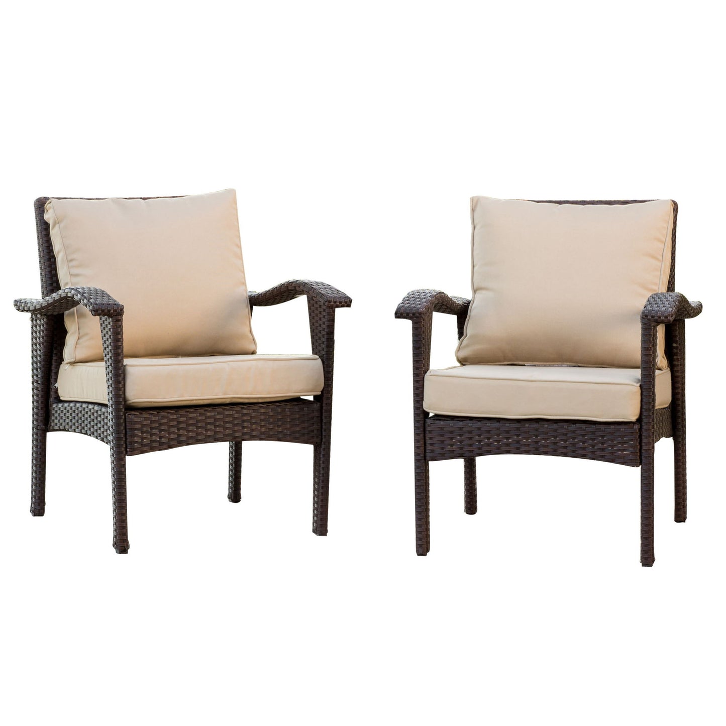 Honolulu - Club Chair (Set of 2) With Weather Resistant Wicker And Cushions - Brown / Tan Noble House